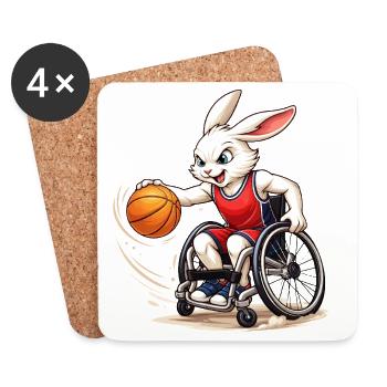 Rollstuhl Basketball Hase Sport Fun Design  - Untersetzer (4er-Set) - Weiß - Vorne