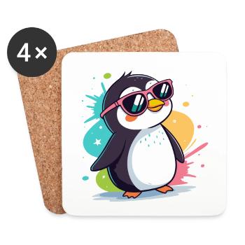Pinguin Cool Pop Roseglasses - Untersetzer (4er-Set) - Weiß - Vorne