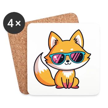 Fox Retro Neonbrille - Untersetzer (4er-Set) - Weiß - Vorne