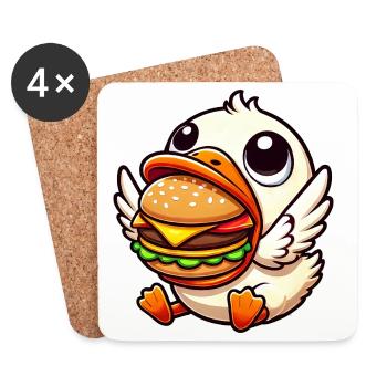Lustige Ente Hamburger Essensliebhaber - Untersetzer (4er-Set) - Weiß - Vorne