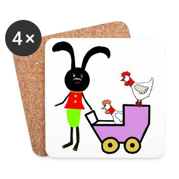 Enfants de Pâques Lapins Lapins - Dessous de verre (lot de 4) - blanc - Devant