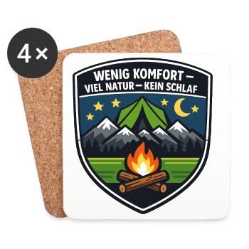 Wenig Komfort – Viel Natur Campbadge - Untersetzer (4er-Set) - Weiß - Vorne