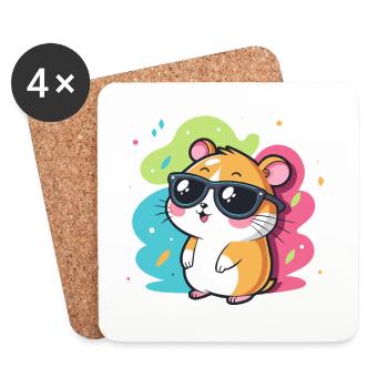 Hamster Fun Lunettes Cool - Dessous de verre (lot de 4) - blanc - Devant