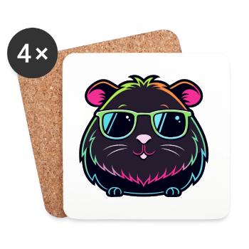 Hamster-Neon-Sonnenbrille - Untersetzer (4er-Set) - Weiß - Vorne