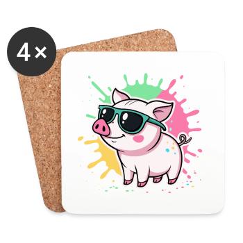 Warm Pig Sunglasses - Coasters (set of 4) - white - Front