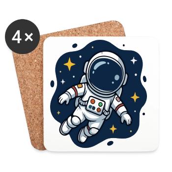 Astronaute cosmique dans la nuit étoilée - Dessous de verre (lot de 4) - blanc - Devant