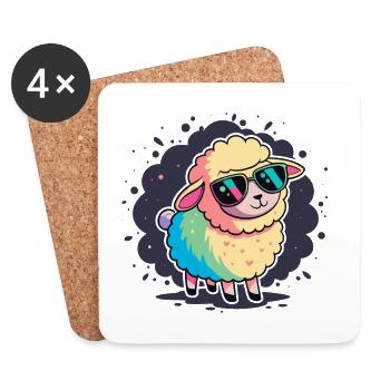 Sheep Rainbow Glasses - Coasters (set of 4) - white - Front