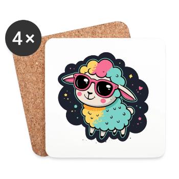 Cosmic Sheep Pink Glasses - Coasters (set of 4) - white - Front