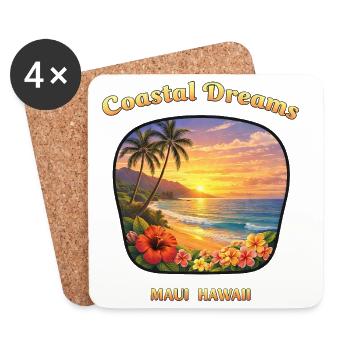 Maui Hawaii Dream Vacation Coast Beach Sunset - Coasters (set of 4) - white - Front