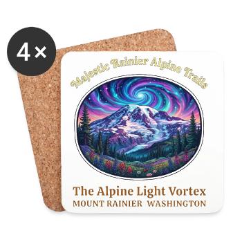 Randonnée vintage du parc national Rainier des montagnes - Dessous de verre (lot de 4) - blanc - Devant
