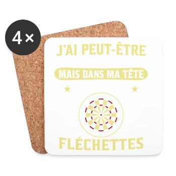  joue aux fléchettes - Dessous de verre (lot de 4) - blanc - Devant