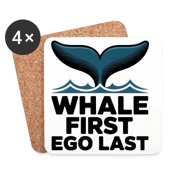 WHALE FIRST • EGO LAST #1 - Coasters (set of 4) - white - Front