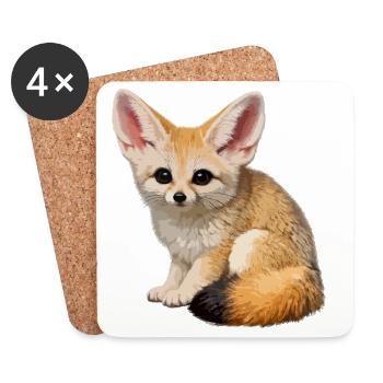 Fennec-Wüstenfuchs - Untersetzer (4er-Set) - Weiß - Vorne