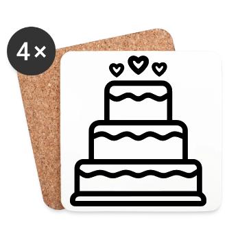 gâteau d'anniversaire  - Dessous de verre (lot de 4) - blanc - Devant
