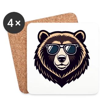 Cool bear in glasses - Coasters (set of 4) - white - Front