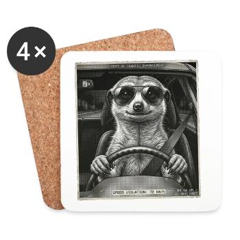 Meerkat Flashed - Coasters (set of 4) - white - Front