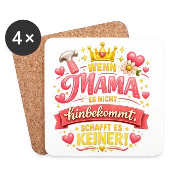 Mama bekommt alles hin Geschenk Muttertag & Kinder - Untersetzer (4er-Set) - Weiß - Vorne
