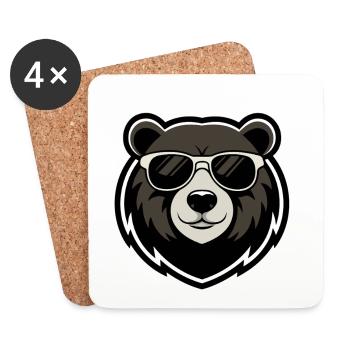 Urban Bear Dark Glasses - Coasters (set of 4) - white - Front