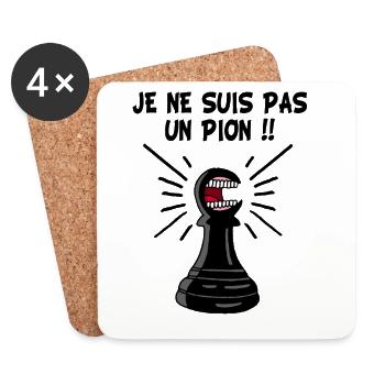 échec et mat - Dessous de verre (lot de 4) - blanc - Devant