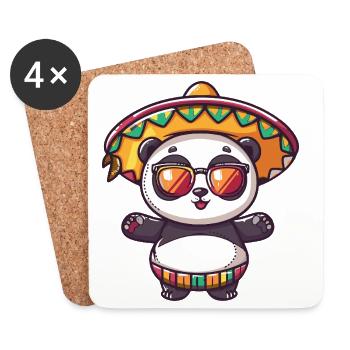 Panda Comic Lustig Sombrero - Untersetzer (4er-Set) - Weiß - Vorne