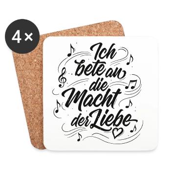 Ich bete an die Macht der Liebe - Lettering - Untersetzer (4er-Set) - Weiß - Vorne