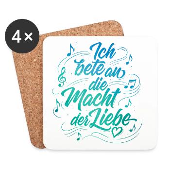Ich bete an die Macht der Liebe - Lettering - Untersetzer (4er-Set) - Weiß - Vorne