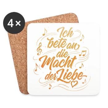 Ich bete an die Macht der Liebe - Lettering - Untersetzer (4er-Set) - Weiß - Vorne