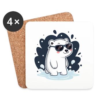 Polar Bear splash Goggles - Coasters (set of 4) - white - Front