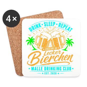 Malle 2026 Lecker Bierchen Malle Drinking Club - Untersetzer (4er-Set) - Weiß - Vorne