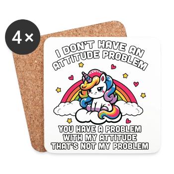 Licorne avec une attitude arc-en-ciel, ce n’est pas mon problème - Dessous de verre (lot de 4) - blanc - Devant