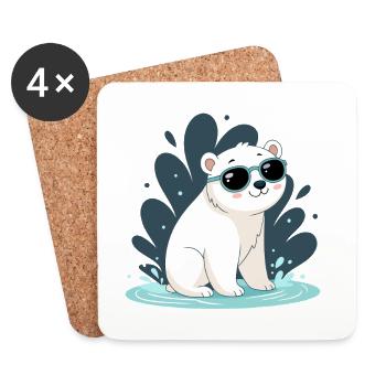 Polar Bear Sunglasses - Coasters (set of 4) - white - Front