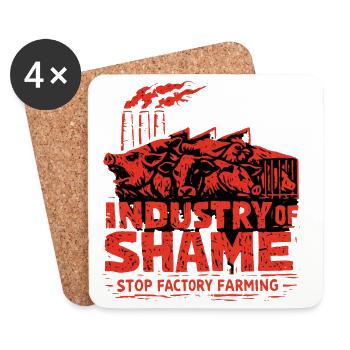 Industry of Shame – Stop Factory Farming - Coasters (set of 4) - white - Front
