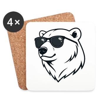 Eisbär Dunkle Brille - Untersetzer (4er-Set) - Weiß - Vorne