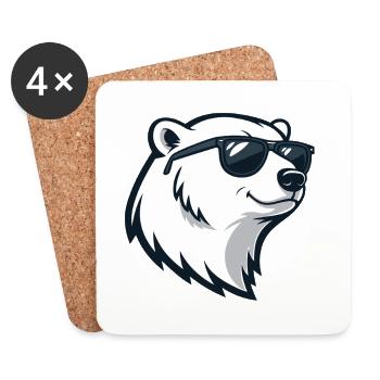 Eisbär mit Brille - Untersetzer (4er-Set) - Weiß - Vorne