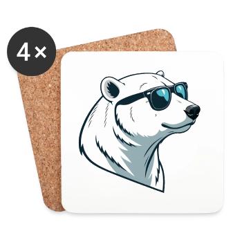 Eisbär mit Brille - Untersetzer (4er-Set) - Weiß - Vorne