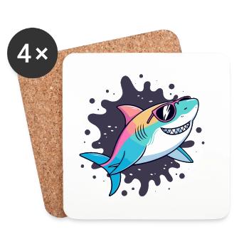 Neon Shark Sunglasses - Coasters (set of 4) - white - Front