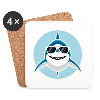 Cool Shark in Sunglasses - Coasters (set of 4) - white - Front