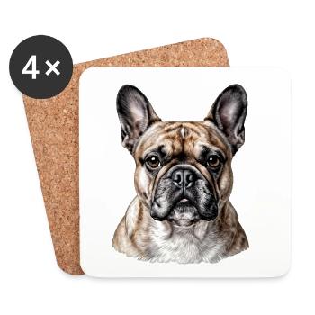 Schickes französisches Bulldoggenporträt - Untersetzer (4er-Set) - Weiß - Vorne