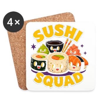 Sushi-Truppe Lustiges japanisches Essen Sashimi Li - Untersetzer (4er-Set) - Weiß - Vorne