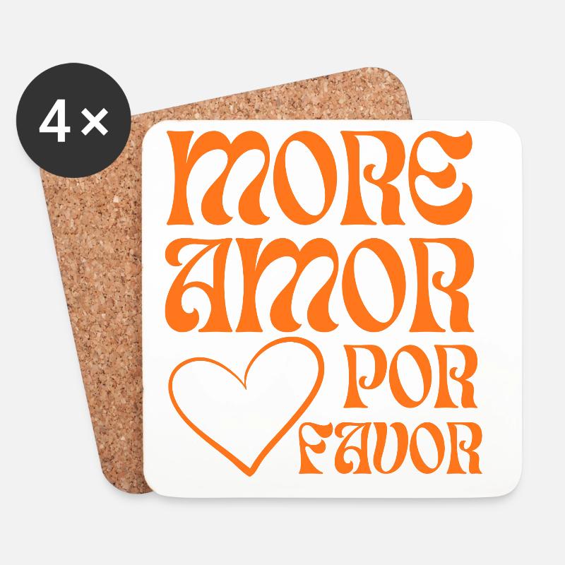 Mehr Liebe im Retro-Orange - Untersetzer (4er-Set) - Weiß