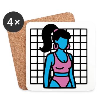 90er Fitness Girl Vaporwave - Untersetzer (4er-Set) - Weiß - Vorne
