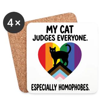 Pride Month LGBT – Meine Katze verurteilt jeden - Untersetzer (4er-Set) - Weiß - Vorne