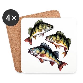 Pêche à la perche - Dessous de verre (lot de 4) - blanc - Devant