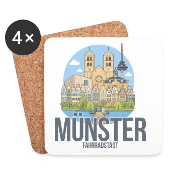 Münster Motiv 1 Fahrradstadt Skyline - Untersetzer (4er-Set) - Weiß - Vorne