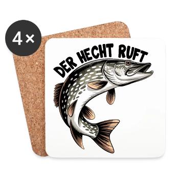 Der Hecht ruft - Untersetzer (4er-Set) - Weiß - Vorne