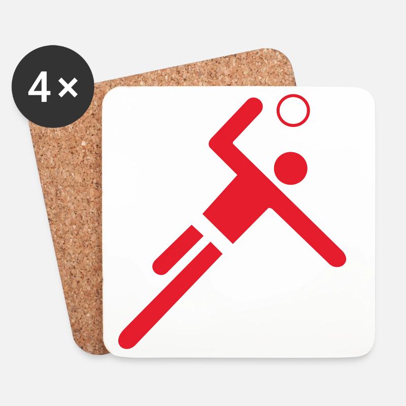 Red handball player - Coasters (set of 4) - white