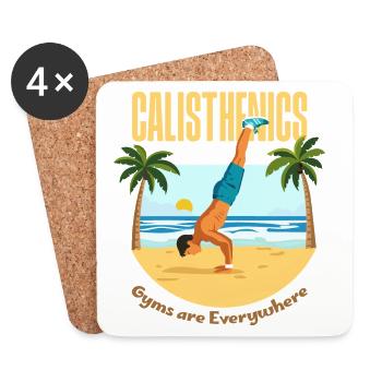 Calisthenics on the beach - Coasters (set of 4) - white - Front