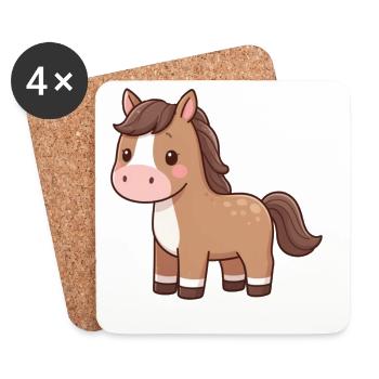 Niedliches Pferd Pferdchen Geschenk Reiter - Untersetzer (4er-Set) - Weiß - Vorne