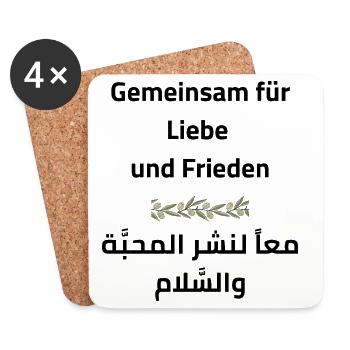 Frieden & Liebe: Gemeinsam - Untersetzer (4er-Set) - Weiß - Vorne