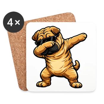 Dabbing Shar Pei - Untersetzer (4er-Set) - Weiß - Vorne